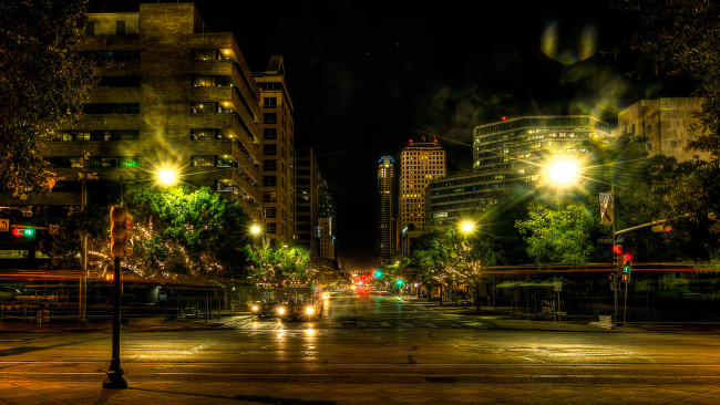 Обои картинки фото austin,  texas, города, - огни ночного города, фонари, улица