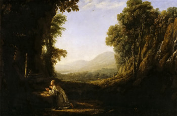 Картинка рисованное живопись клод лоррен картина пейзаж с монахом ордена мерсидариев