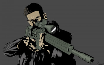 Картинка рисованное комиксы мужчина взгляд фон оружие