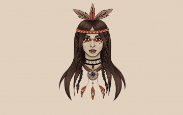 Картинка индеец рисованное минимализм dream catcher ловец снов девушка indian перья