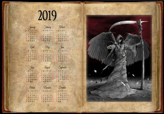Картинка календари фэнтези книга смерть коса капюшон