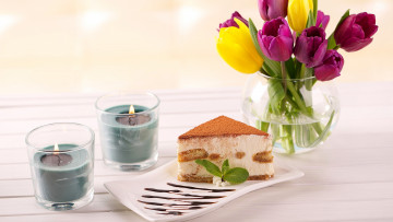 Картинка еда пирожные +кексы +печенье свечи тюльпаны пирожное