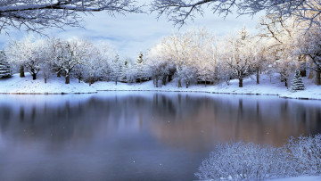 Картинка природа реки озера зима снег озеро