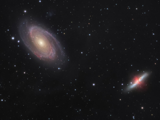 Обои картинки фото m81, m82, космос, галактики, туманности