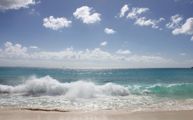 Обои картинки фото природа, моря, океаны, море, волны, пляж, солнце