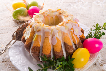 Картинка праздничные пасха кулич веточка яйца праздник