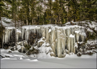 Картинка природа зима лес ледопад