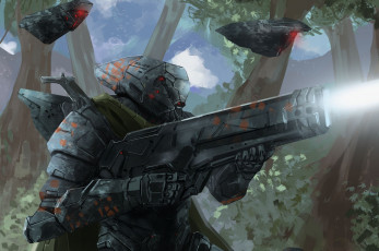 Картинка фэнтези роботы +киборги +механизмы арт peter balogh солдат оружие броня