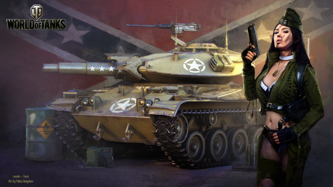 Обои картинки фото видео игры, мир танков , world of tanks, арт, девушка, action, игра, онлайн, танков, мир, tanks, of, world