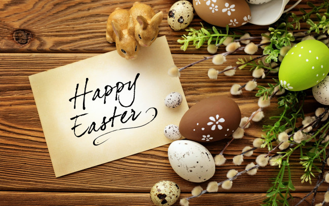 Обои картинки фото праздничные, пасха, easter, eggs, spring, flowers, яйца, верба, кролики