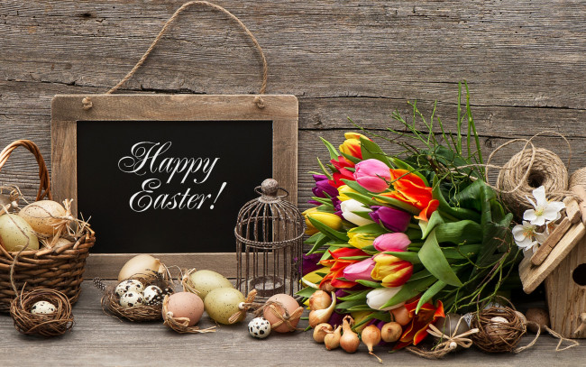 Обои картинки фото праздничные, пасха, flowers, eggs, easter, тюльпаны, цветы, яйца