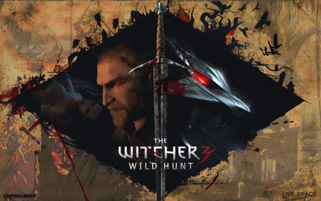 Обои картинки фото видео игры, the witcher 3,  wild hunt, лицо, меч