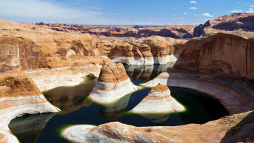 Картинка природа реки озера отражение каньон озеро пауэлл пейзаж