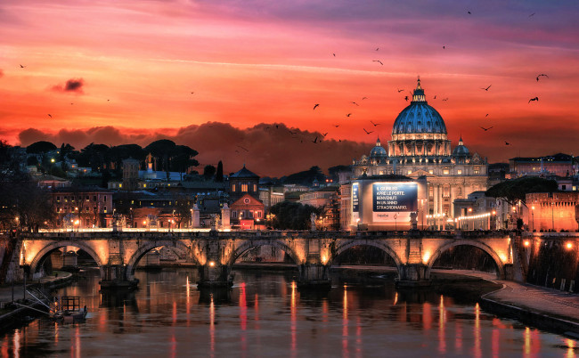 Обои картинки фото города, рим,  ватикан , италия, ночь