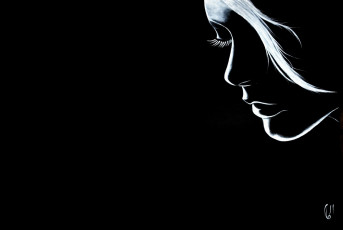 Картинка рисованное минимализм белое реснички арт девушка чёрное