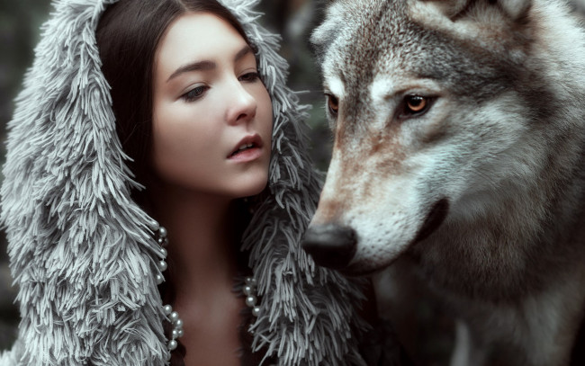 Обои картинки фото девушки, - креатив,  косплей, брюнетка, волк, мария, липина