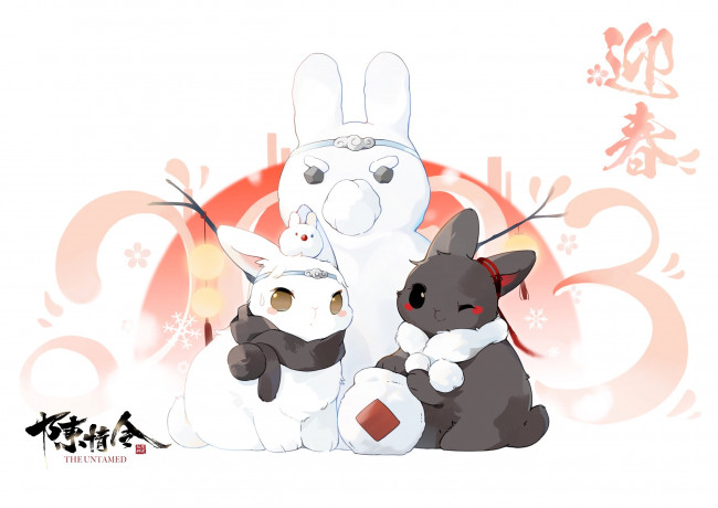 Обои картинки фото аниме, mo dao zu shi, кролики, снеговик