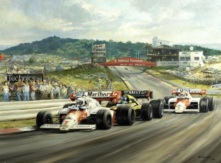 Картинка рисованные alan fearnley превосходство mclaren гоночные машины
