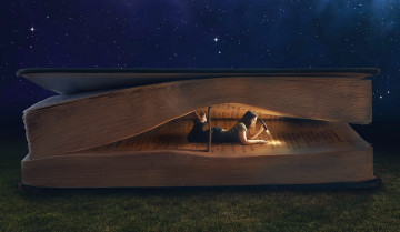 Картинка разное компьютерный дизайн книга ночь девушка чтение фонарь