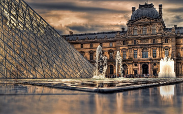 Картинка города париж франция лувр