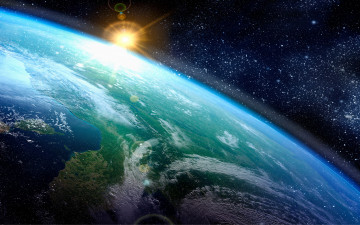 Картинка космос земля змля атмосфера звезды солнце