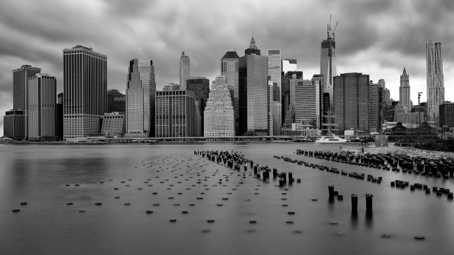 Обои картинки фото города, нью, йорк, сша, вода, небоскребы