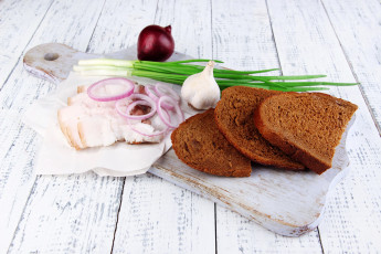 Картинка еда разное лук чеснок хлеб сало