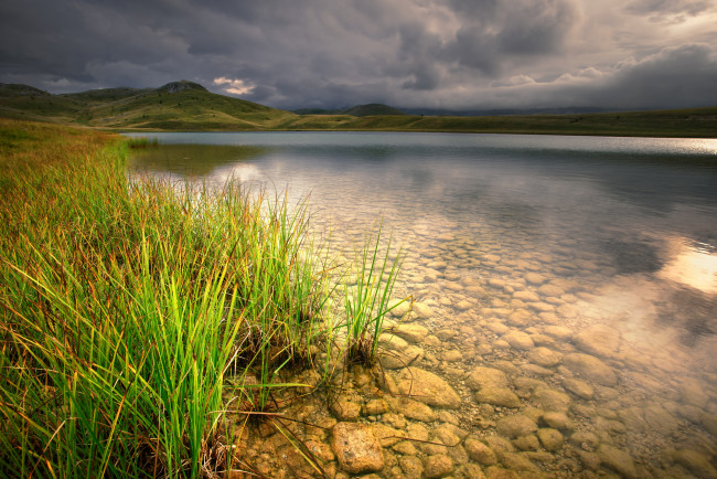 Обои картинки фото природа, реки, озера, трава, отмель, река
