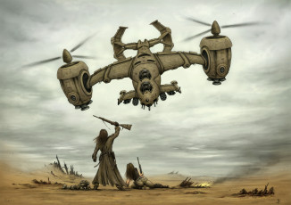 Картинка фэнтези транспортные+средства иной мир солдаты пустыня посадка оружие