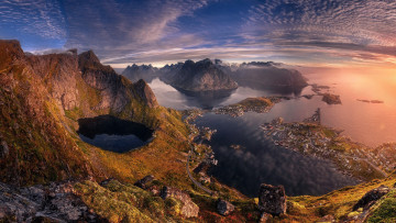 Картинка города лофотенские+острова+ норвегия горы фьорды панорама