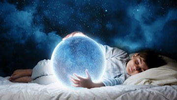 Картинка разное компьютерный+дизайн мальчик постель сон шар космос