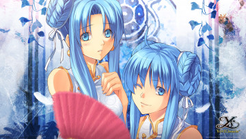 Картинка аниме ys+vi +the+ark+of+napishtim ys синие волосы арт веер девушки enami katsumi