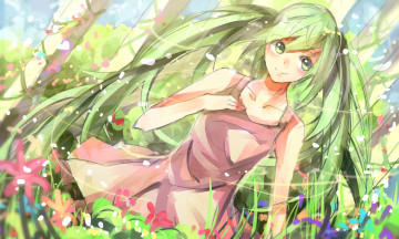 Картинка аниме vocaloid девушка цветы hatsune miku