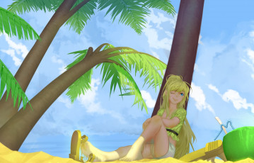 Картинка аниме unknown +другое пляж девушка