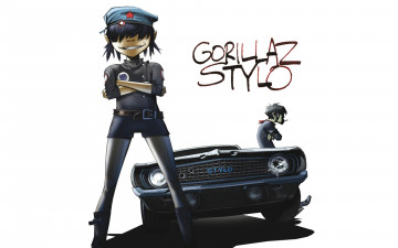 Картинка музыка gorillaz chevrolet stylo машина группа murdoc camaro гориллаз noodle