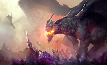 Картинка фэнтези драконы иной мир дракон скалы