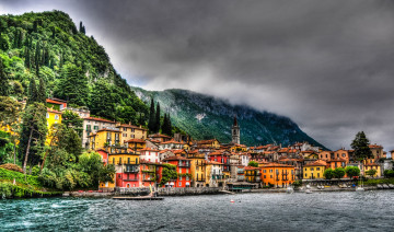 Картинка варенна италия города пейзажи озеро комо дома вода