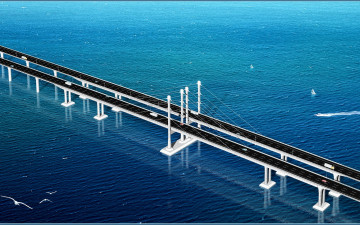 Картинка 3д графика architecture архитектура вода мост