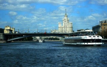 Картинка города москва россия мост река