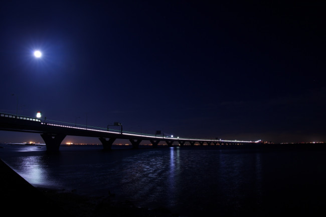 Обои картинки фото города, мосты, мост, река, ночь