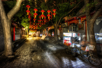 Картинка города пекин китай фонарики улица