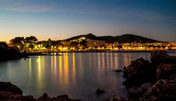 Картинка ибица болеарские острова испания города огни ночного река дома море ночь
