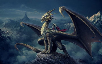 Картинка фэнтези драконы доспехи крылья