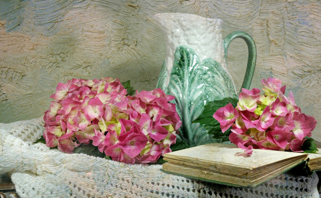 Обои картинки фото цветы, гортензия, розовый, текстура