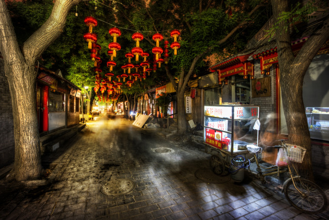 Обои картинки фото города, пекин, китай, фонарики, улица