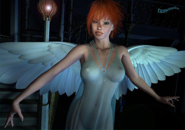 Обои картинки фото 3д, графика, angel, ангел, крилья, девушка
