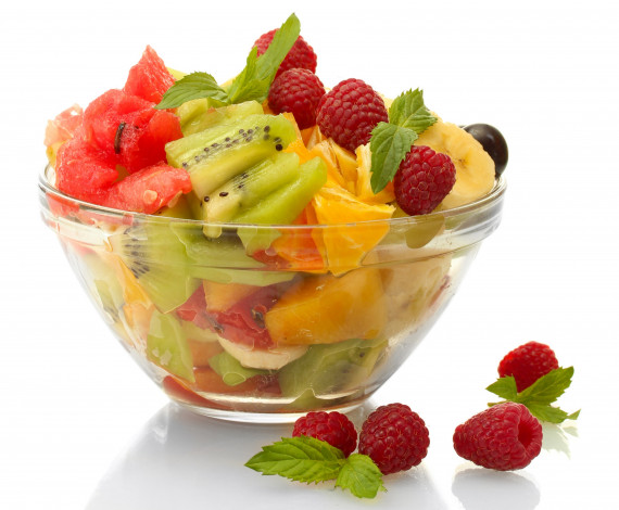 Обои картинки фото еда, мороженое,  десерты, фрукты, фруктовый, салат, ягоды, малина