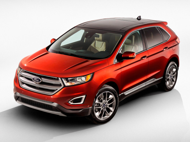 Обои картинки фото автомобили, ford, 2015г, titanium, edge, красный