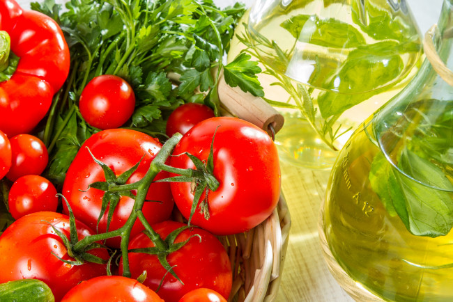 Обои картинки фото еда, овощи, помидоры, масло