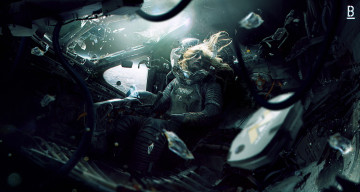 Картинка фэнтези девушки фантастика планета космос кабина смерть орбита скафандр астронавт пилот